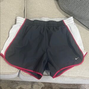 Nike Women's Gray and White Shorts with Pink Trim size Small